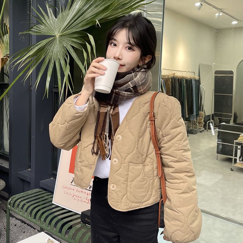 Small khaki women's autumn and winter  new Korean style loose coat for small people