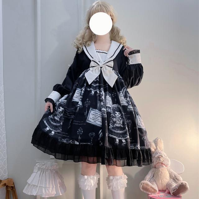 妮丽蔓~原创lolita人偶娃娃洋装洛丽塔暗黑哥特风op长袖连衣裙女