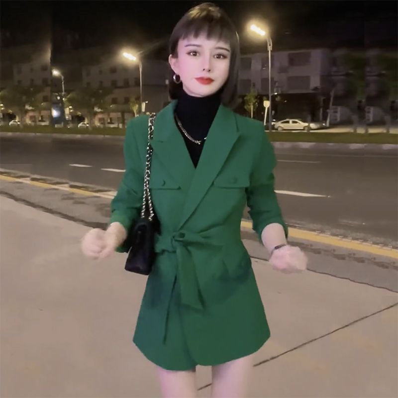 高级感炸街腰带款西服外套女2021秋季新款小个子气质休闲西装裙子【12