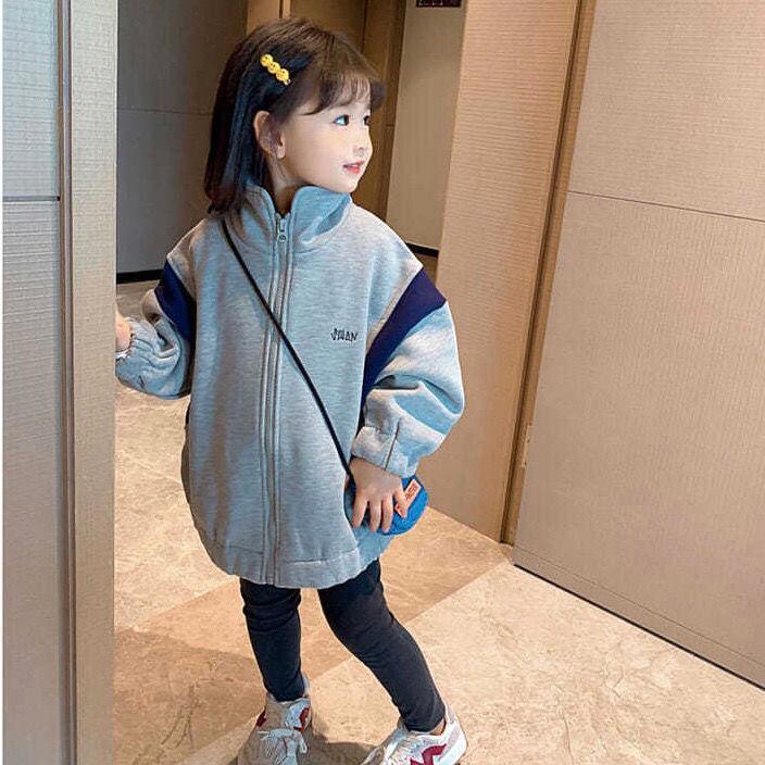 Autumn and winter Korean version girls' sweater children's foreign style children's baby loose thickening and velvet girl coat top