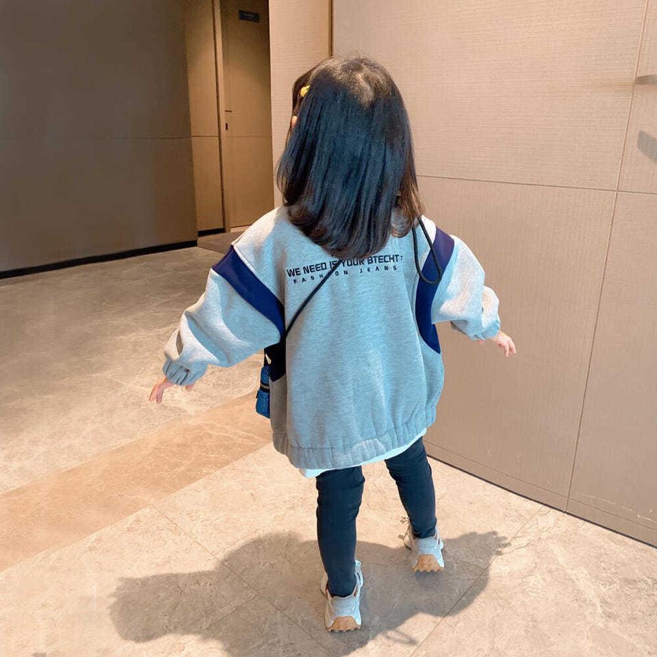 Autumn and winter Korean version girls' sweater children's foreign style children's baby loose thickening and velvet girl coat top