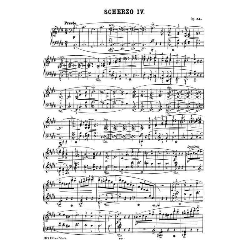 e大调第四谐谑曲, op.54  肖邦高清五线谱钢琴谱