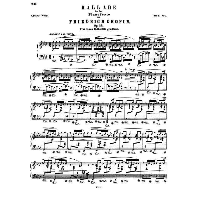 f小调第四叙事曲, op.52  肖邦高清五线谱钢琴谱
