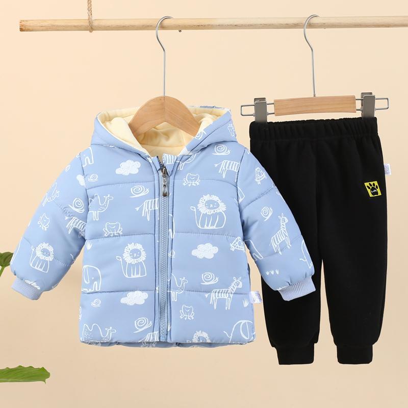寶寶棉衣套裝秋冬加絨加厚男女兒童羽絨棉服冬季嬰兒冬裝外出棉襖
