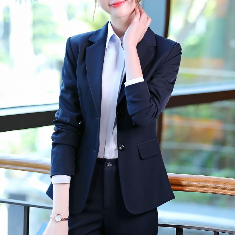 双扣秋冬职业装女装套装新款气质西装套装女士正装