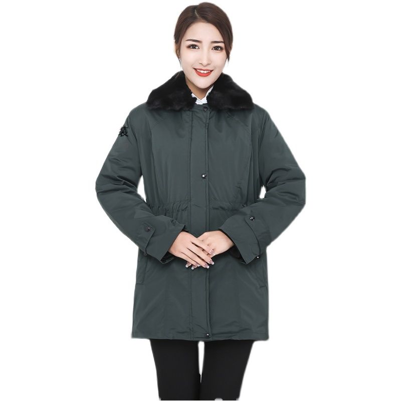 China Post work clothes men and women winter plus velvet thick cotton-padded jacket jacket company business hall tooling uniform