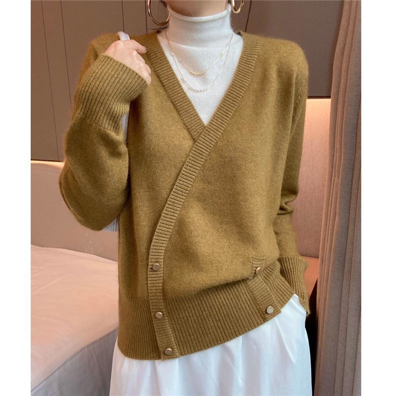 亚吉漫韩版假两件高领浣熊绒毛衣女2021冬季设计感纯色外套女厚
