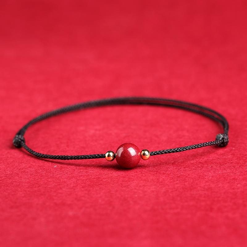 Cinnabar good luck bead red rope Anklet female benmingnian safe Bracelet simple Bracelet ins niche design student trend