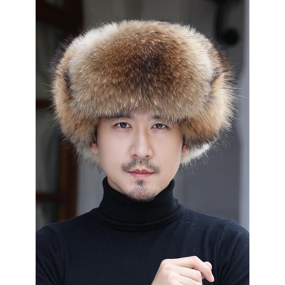 狐狸毛雷锋帽男士保暖东北仿真皮貂中老年皮草貉子毛冬天棉帽子男