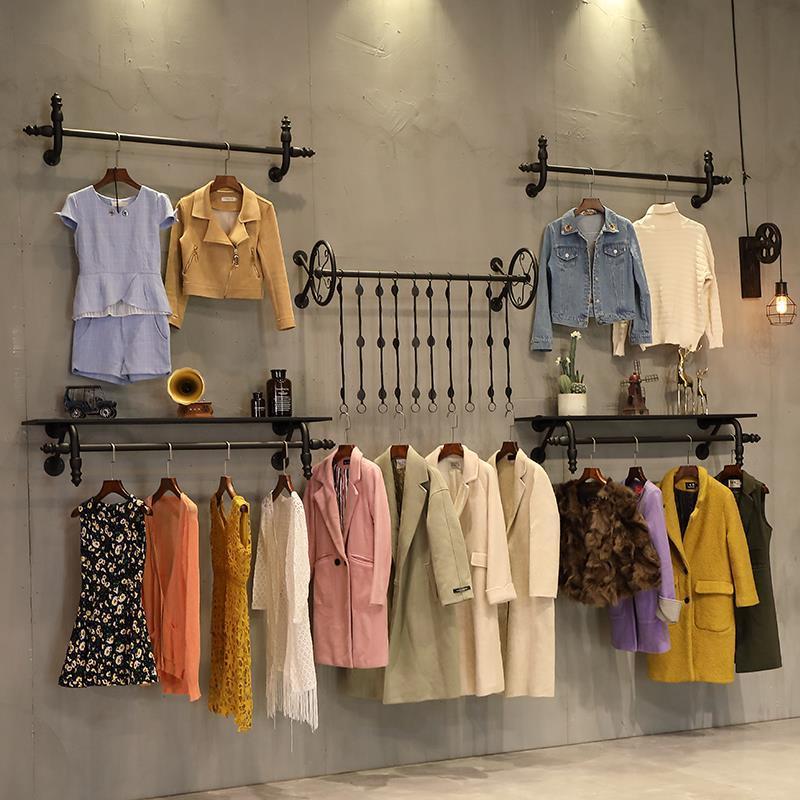 服装店衣架展示架上墙货架童装壁挂衣架男女装侧挂服装店上墙架