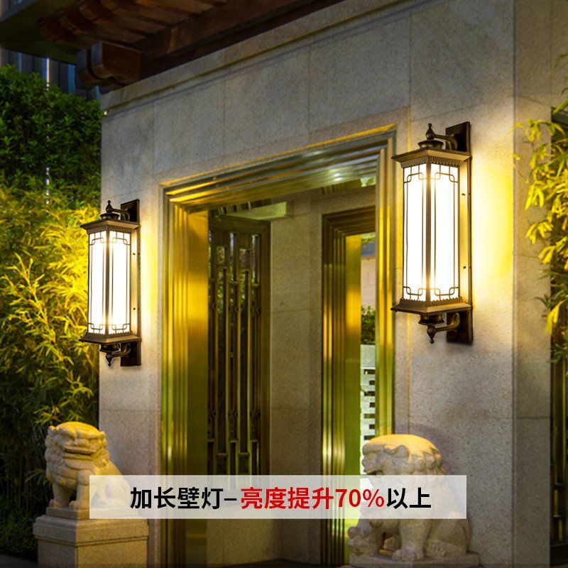 新中式入户大门灯壁灯室外户外别墅防水庭院灯大门口超亮太阳能灯
