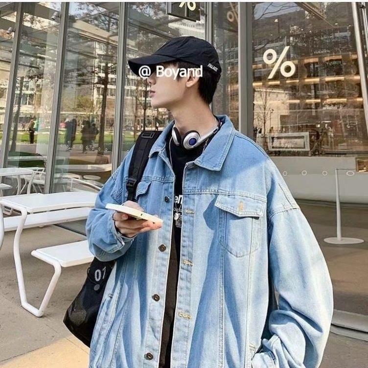Denim jacket men's trendy brand spring and autumn clothes Korean version trendy handsome 2021 new jacket loose ins trendy all-match