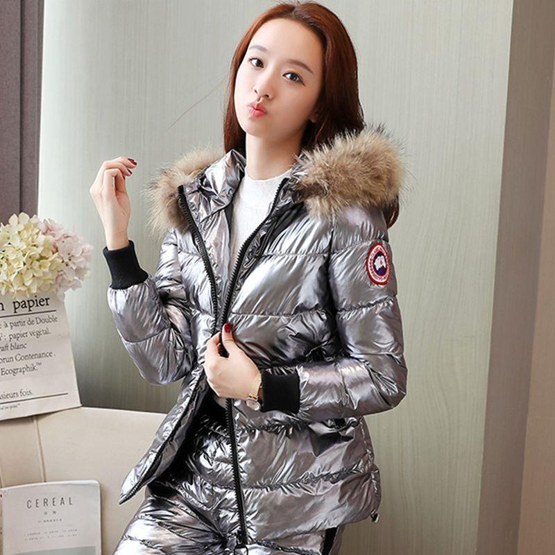 New winter clothes, short down cotton clothes, women's two-piece suit, body-fitting cotton-padded clothes, thickened warm cotton-padded jackets and trousers