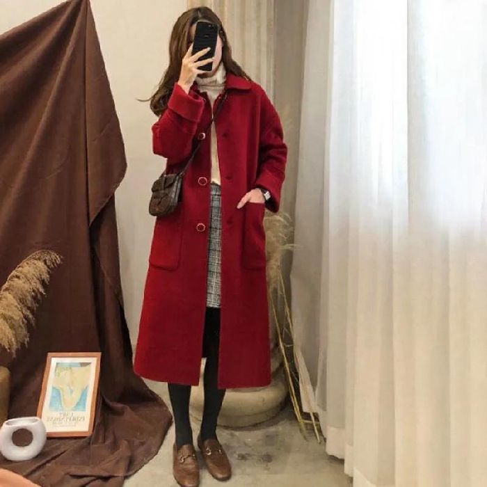 2021秋冬流行外套,2021秋冬流行款式 呢子大衣女2021秋冬新款韩版流行毛呢外套纯色中长款