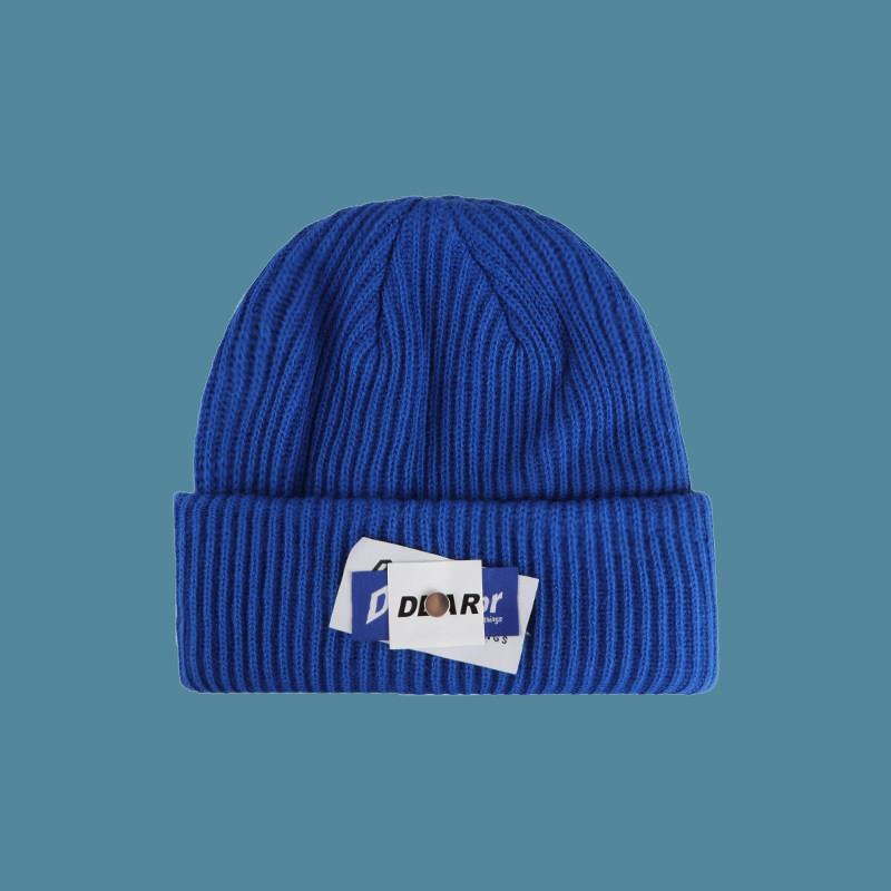 Klein blue hat blue knitted hat woolen hat for men and women autumn and winter versatile beret trendy duck tongue baseball cap
