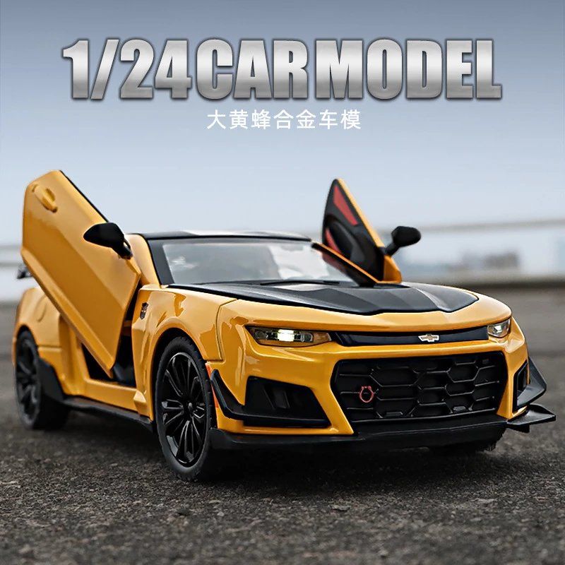 车致1:24大黄蜂玩具车模型 仿真合金声光四开跑车汽车模型摆件