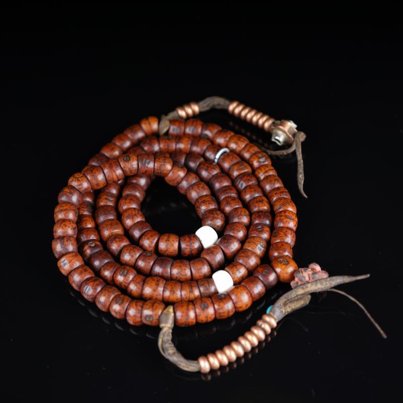 【清代】12mm爆老凤眼菩提念珠佛珠手串手链藏民使用老珠子西藏老