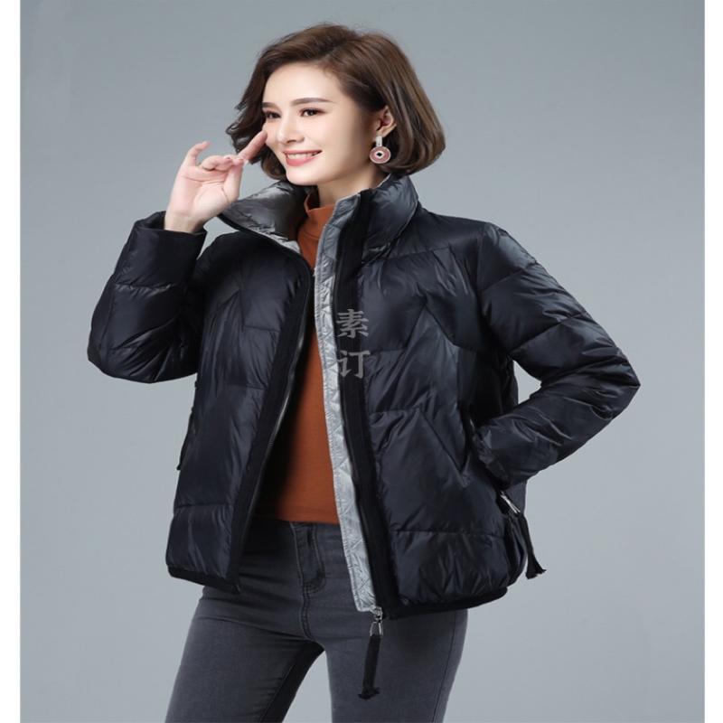 素订原创女装品牌2021羽绒棉服女短款2021秋冬亮面加厚外套面包服【2