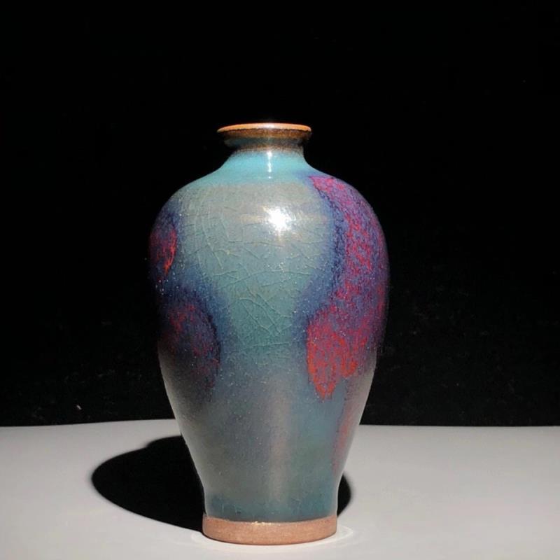 【清代】古董瓷器古玩杂项宋代钧瓷窑变梅瓶花瓶摆件全品老货传世