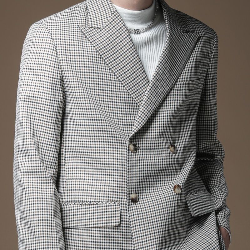 pinli品立2020秋季新款男装格子西服商务休闲西装外套b203206587
