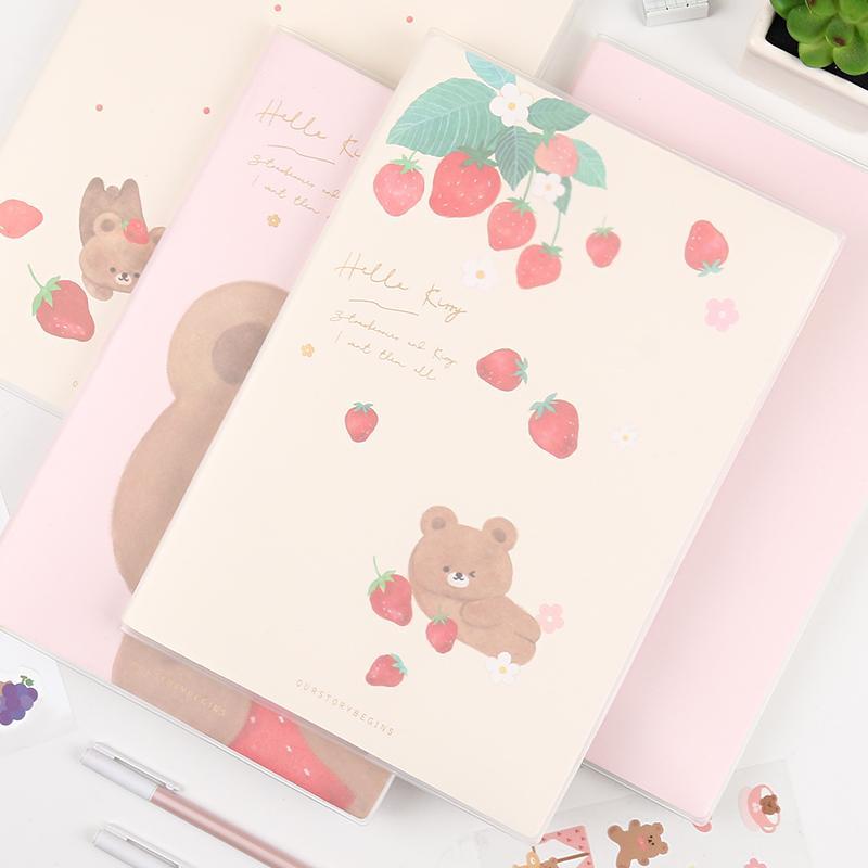 初品/草莓啵啵熊 胶套本 创意唯美可爱小清新萌系笔记本日记本