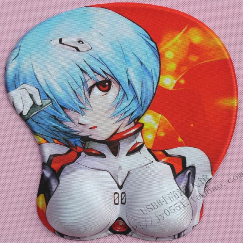 3d立体动漫二次元欧派鼠标垫胸 硅胶护腕 eva 凌波丽 ayanami rei
