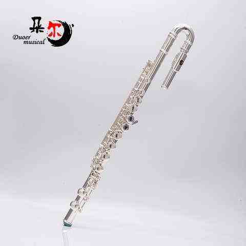 梵巢牌fl416西洋吹奏乐器16闭孔白铜镀银儿童成人通用加u型管长笛