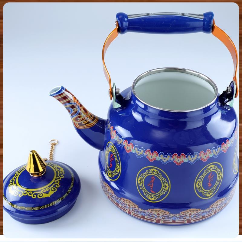 蒙族特色八寶搪瓷奶茶壺民族工藝藏族酥油茶燒水壺蒙餐餐具伴手禮