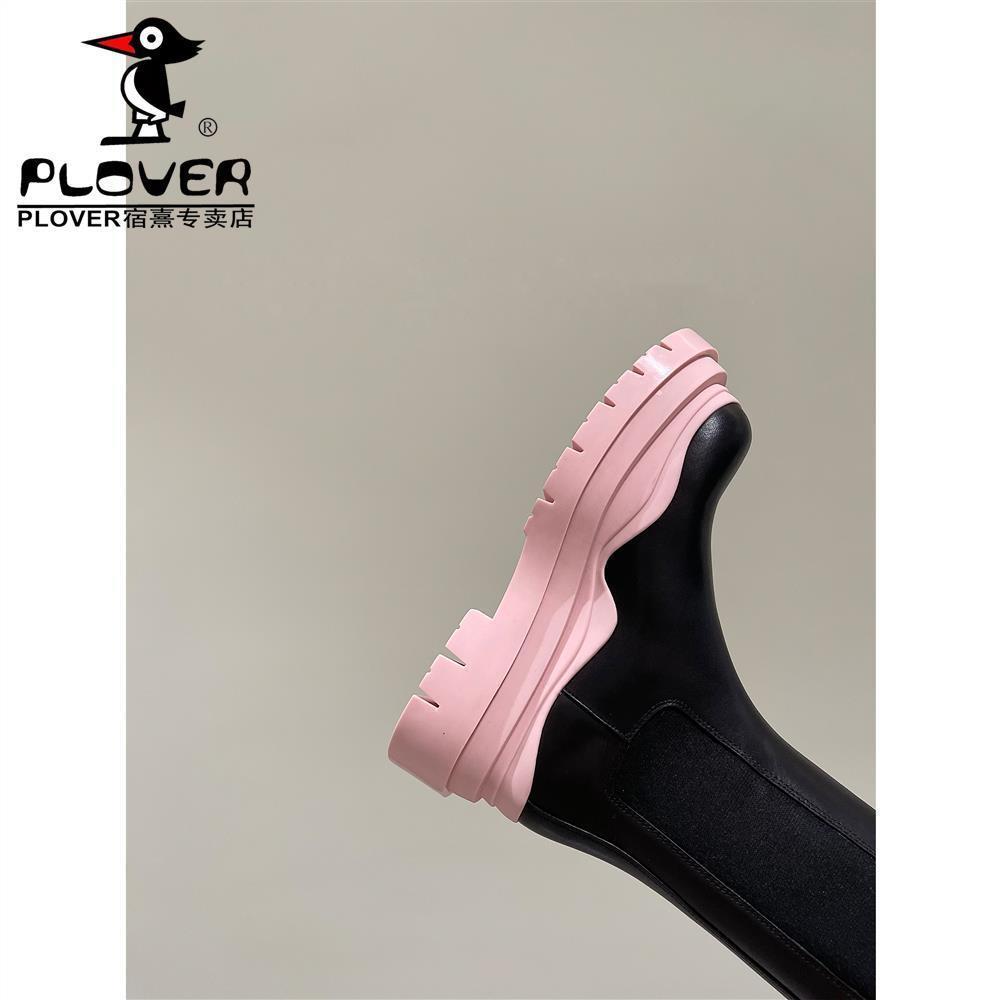 Plover woodpecker thick soled big head Martin boots medium boots Martin boots women's  new autumn and winter thick soles