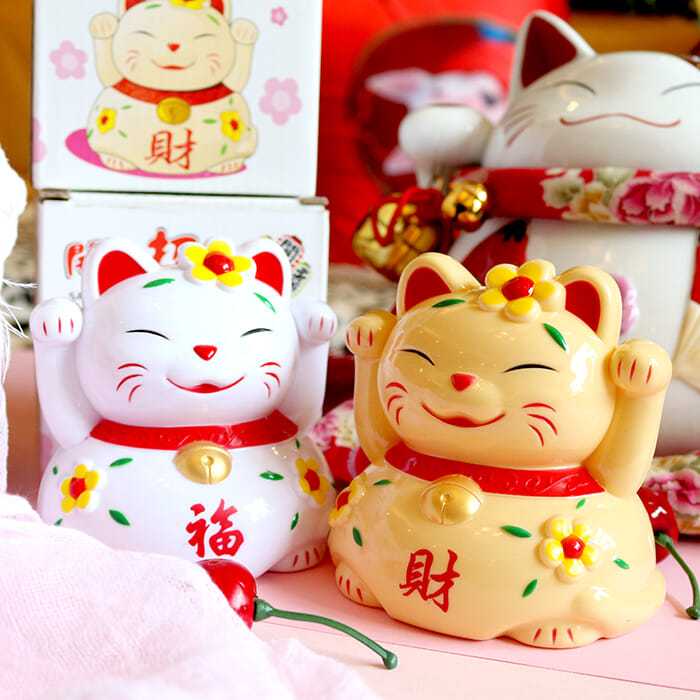 日式招财猫招福存钱罐 塑料储蓄罐 创意礼物 盒装