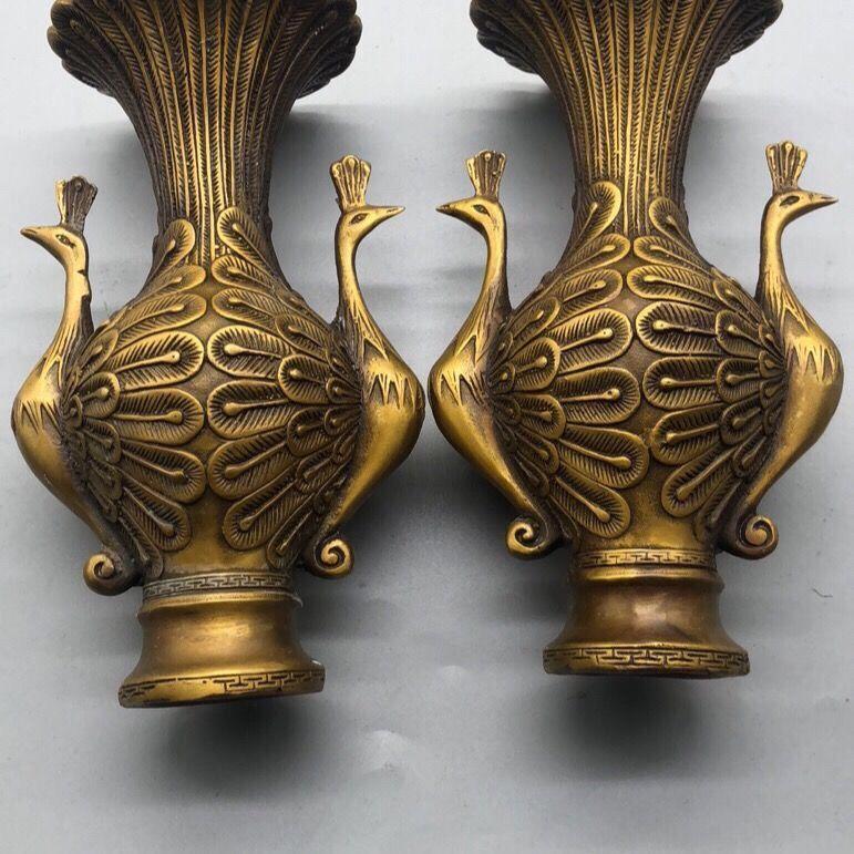 古董古玩杂项收藏清朝铜花瓶摆件纯铜凤凰花瓶一对家居摆件 5月6日发完 虎窝拼