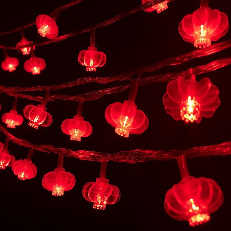 led小红灯笼福字新年彩灯串灯过年装饰品春节室内房间布置闪光灯