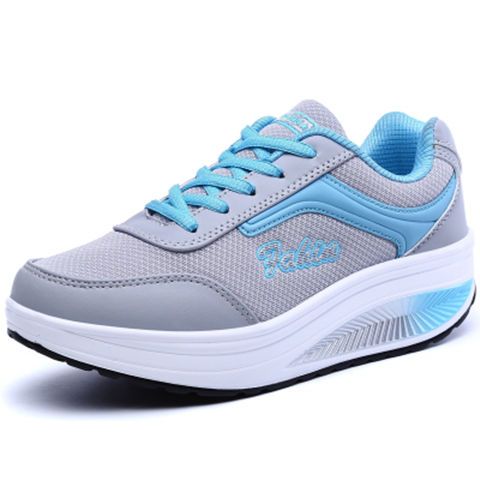 秋冬季皮面防水摇摇鞋女式休闲旅游鞋女厚底防滑跑步运动鞋女【3月21