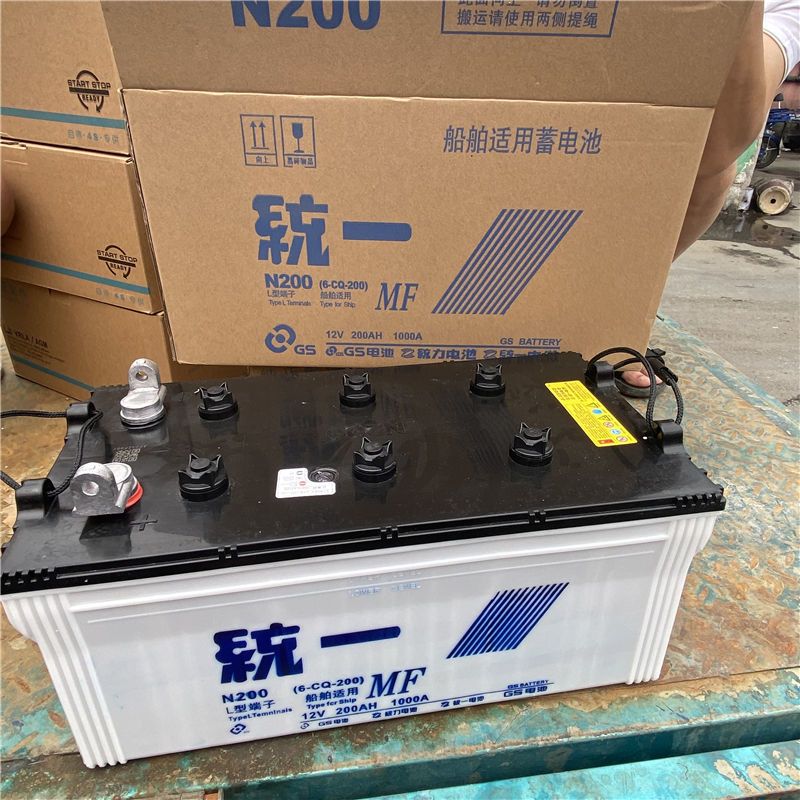 统一蓄电池12v200a/n200船用发电机组柴油机太阳能空调加液水电瓶