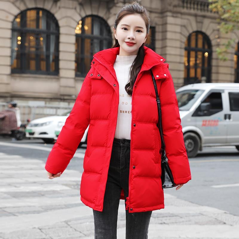 加厚棉衣女中长款冬季2021年新款韩版宽松大码连帽棉服保暖棉袄女