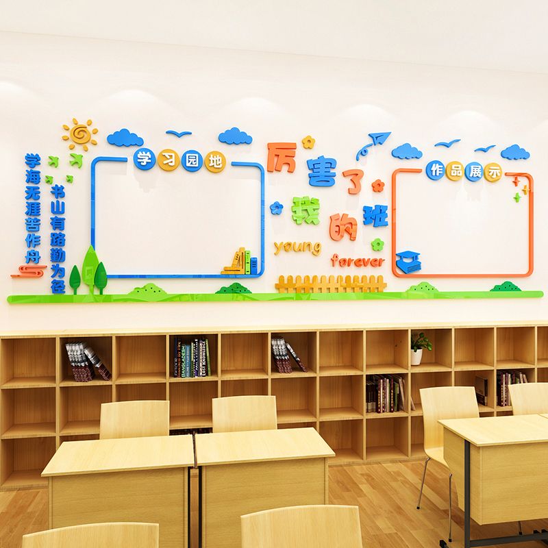 小学高中班级文化墙面装饰教室布置公告栏学习园地作品展示墙贴纸