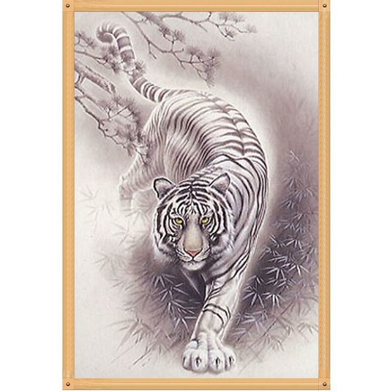 2022新款5d钻石画老虎动物客厅卧室满钻粘贴十字绣贴钻外贸钻石绣【2