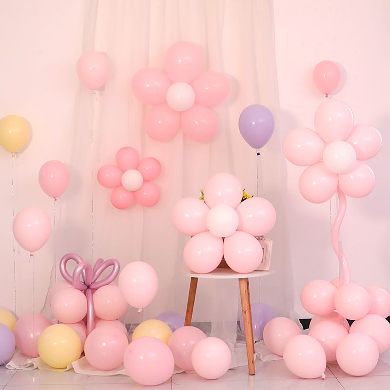花朵气球装饰造型生日女孩马卡龙造型结婚婚房粉色用品场景布置图