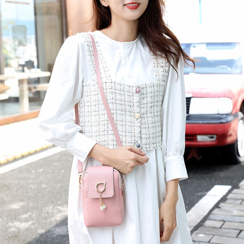  Korean version fashion new mobile phone bag woven pearl tassel bag cover women's bag one shoulder diagonal women's bag