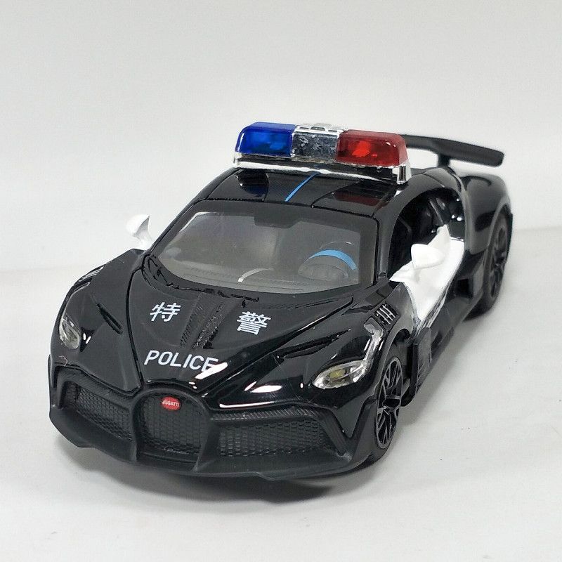警车汽车模型布加迪divo美国警车声光回力摆件儿童玩具车