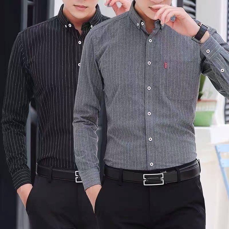 2021新款中青年男士衬衫衬衣长袖男春秋款装休闲上衣寸衫衣服外套