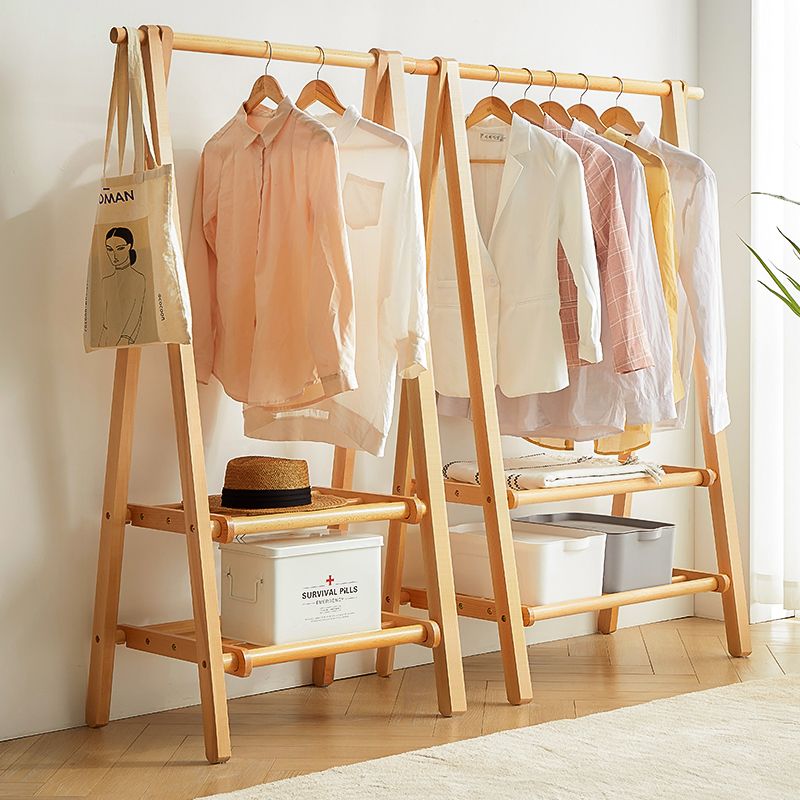 实木衣架落地简约现代挂衣架简易晾衣服架子卧室创意衣帽架家用
