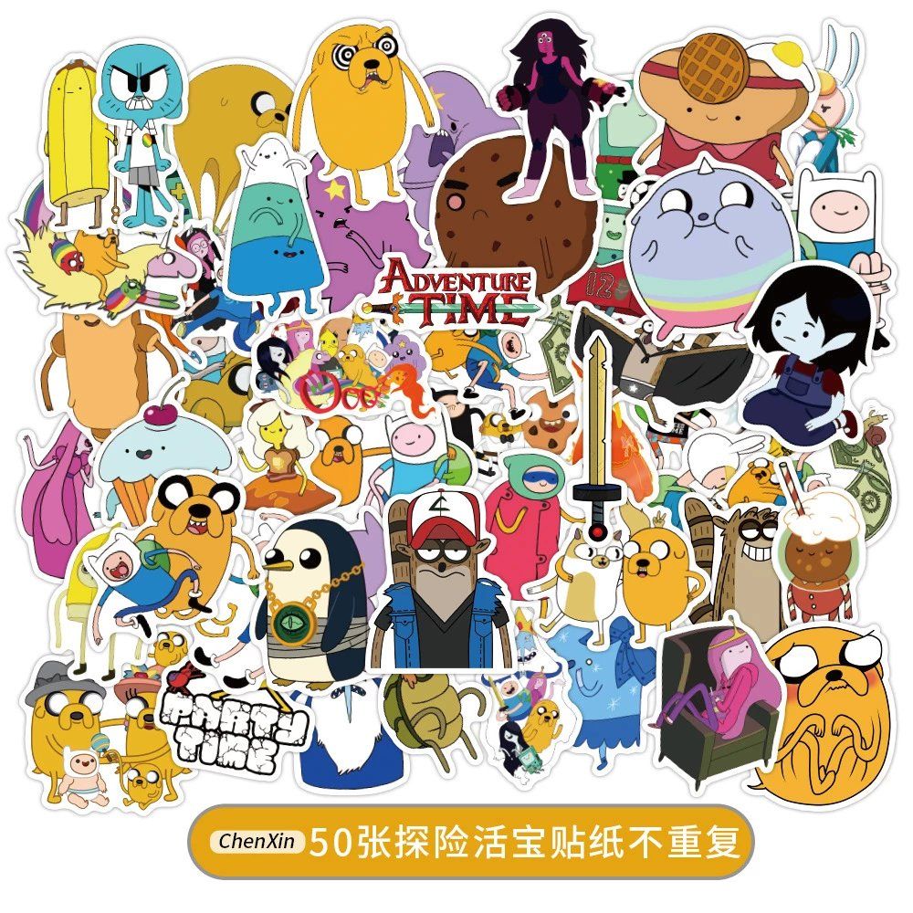 50张探险活宝adventure time行李箱旅行箱头盔电脑防水涂鸦贴纸