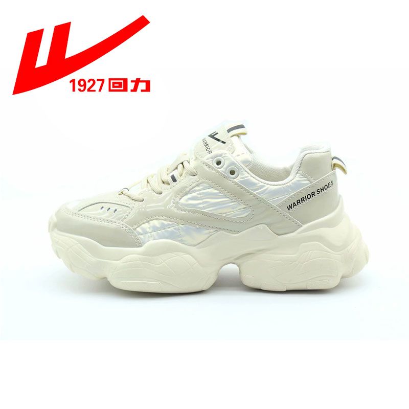 warrior/回力官方正品女鞋2020冬季圆头合成革休闲低帮织物老爹鞋