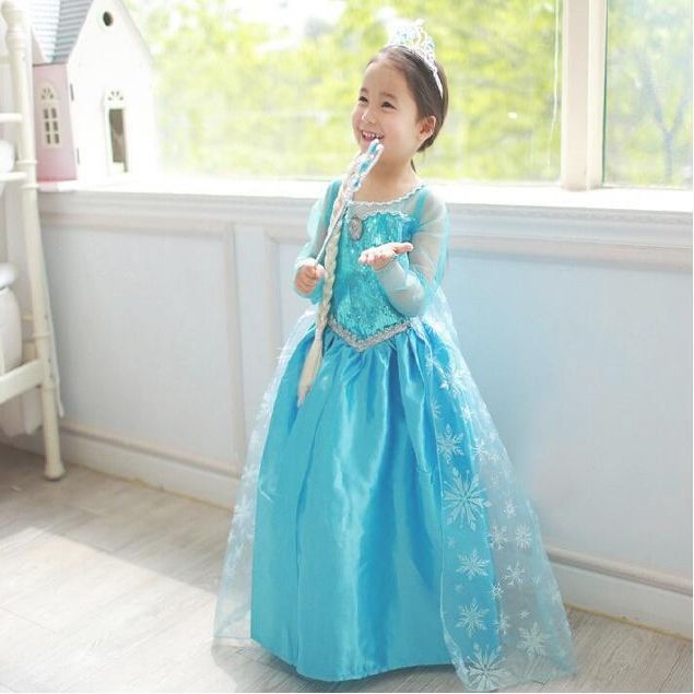 冰雪奇缘公主裙爱莎艾莎裙子长裙爱沙女王衣服儿童元旦女童连衣裙