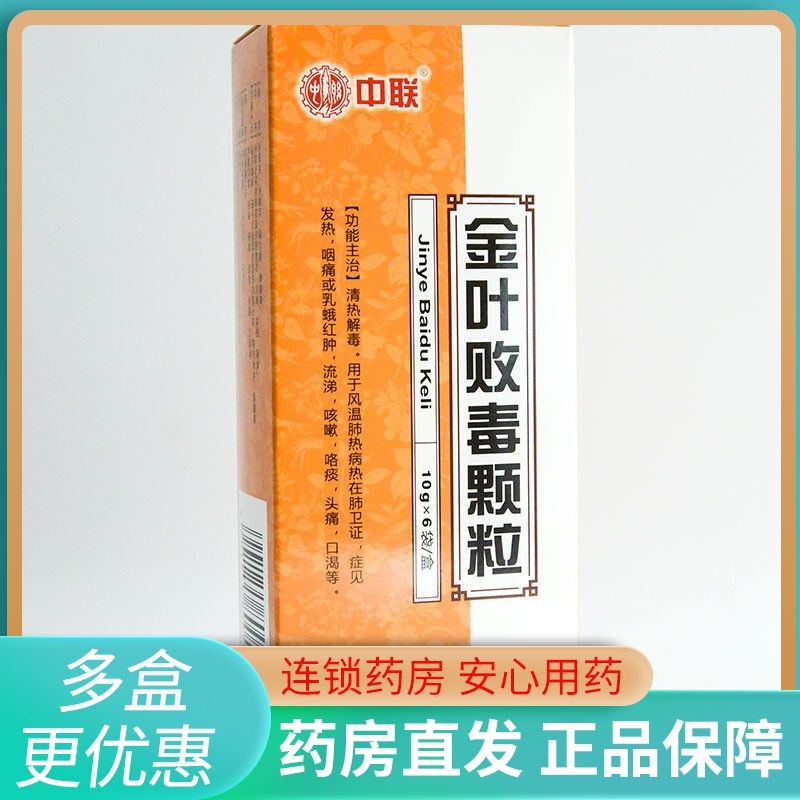 中国药材 金叶败毒颗粒 10g*6袋/盒 【效期2022年10月31日】用于风温