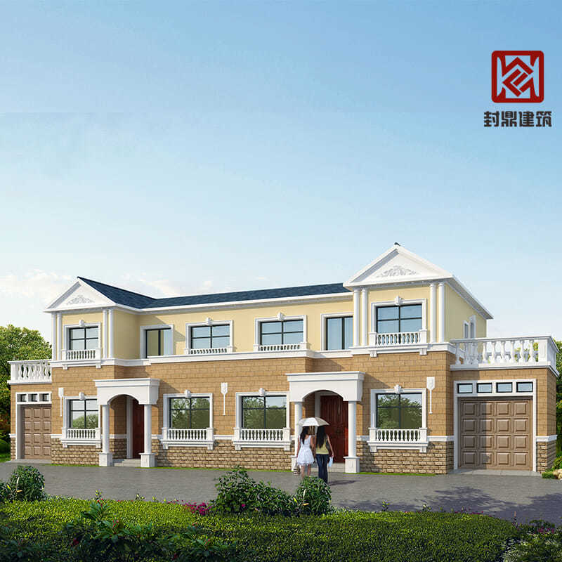 农村兄弟双拼二层别墅全套图纸设计联排自建房房屋设计现代风格