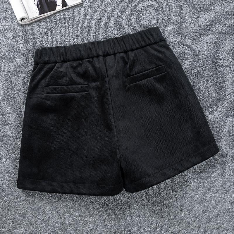 Elastic high waist gold velvet shorts women's autumn and winter loose  new style outerwear wide-leg A-line casual black boot pants
