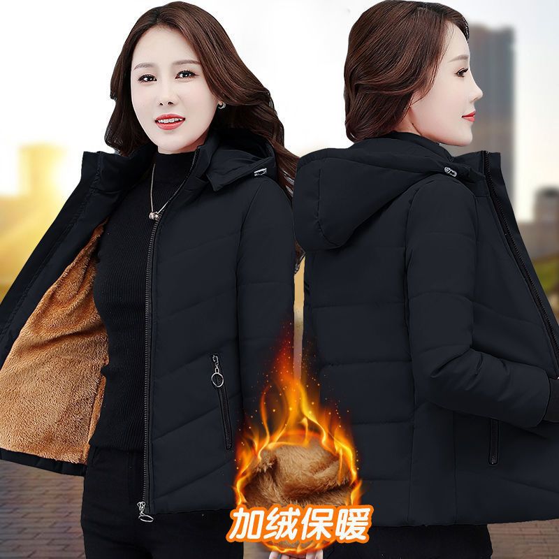 羽绒棉服女短款轻薄小棉袄妈妈2021年新款潮女士冬季外套女装棉衣【2