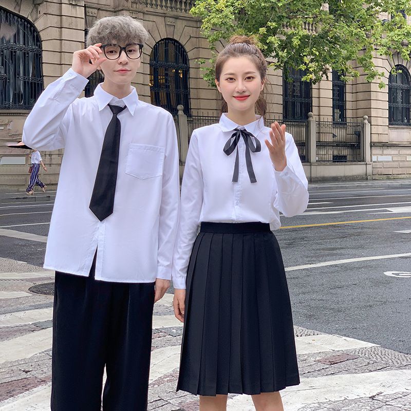 学院风秋季校服班服套装初高中校园风学生装白衬衫女生合唱黑裙子